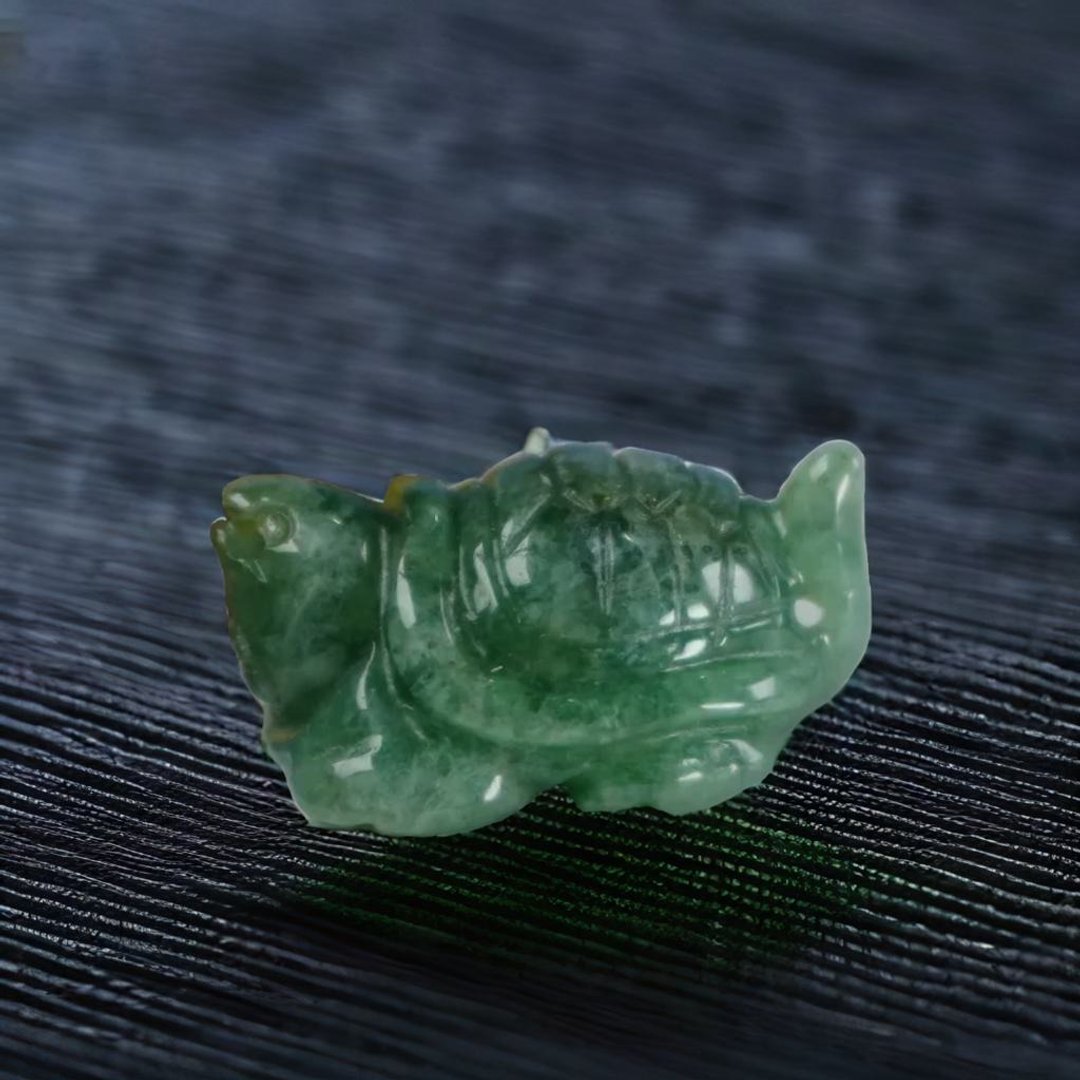 【吉祥·长寿】绿飘花翡翠乌龟摆饰 | 天然缅甸玉翡翠A货 | 送礼 - 其他 - 玉石 绿色