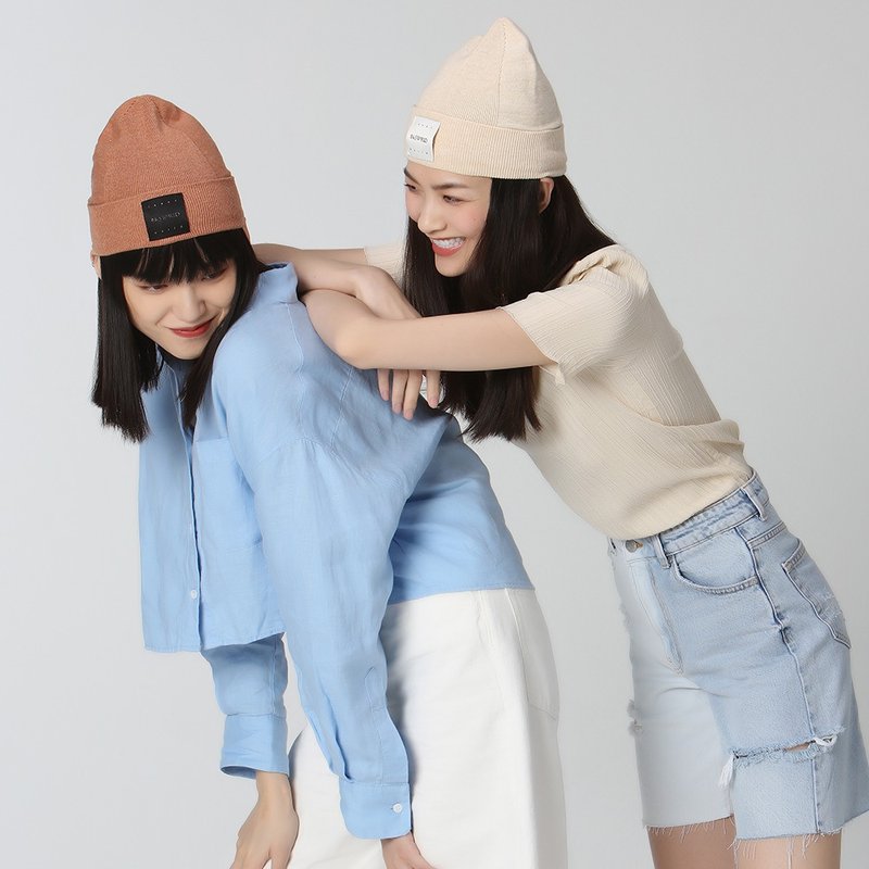 毛线帽【ISW】悉心界针织翻边毛线帽-柑橘色 (三色可选) - 帽子 - 羊毛 橘色