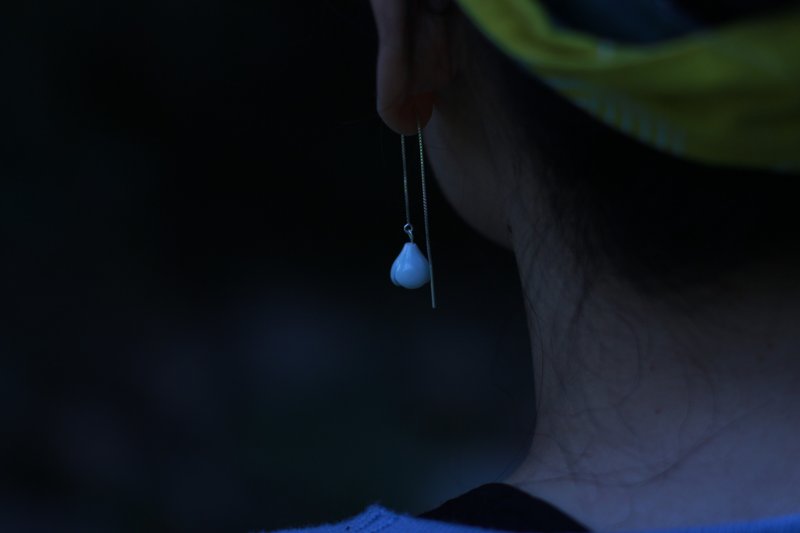 影青铃兰耳线  可改耳钩 - 耳环/耳夹 - 瓷 