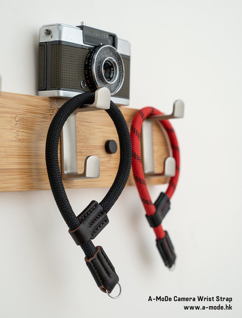 相机手腕带 黑色 9mm 登山绳 复古手工 菲林相机 礼物 摄影 - 相机背带/脚架 - 真皮 红色