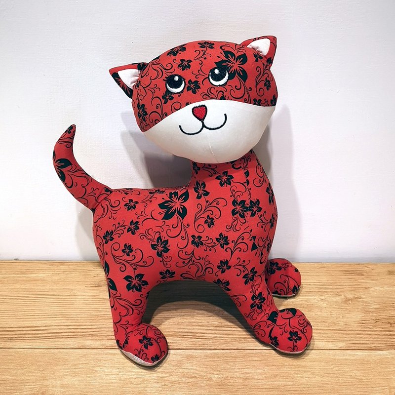 【花布先生】猫咪玩偶 - 红色 - 玩偶/公仔 - 其他人造纤维 红色