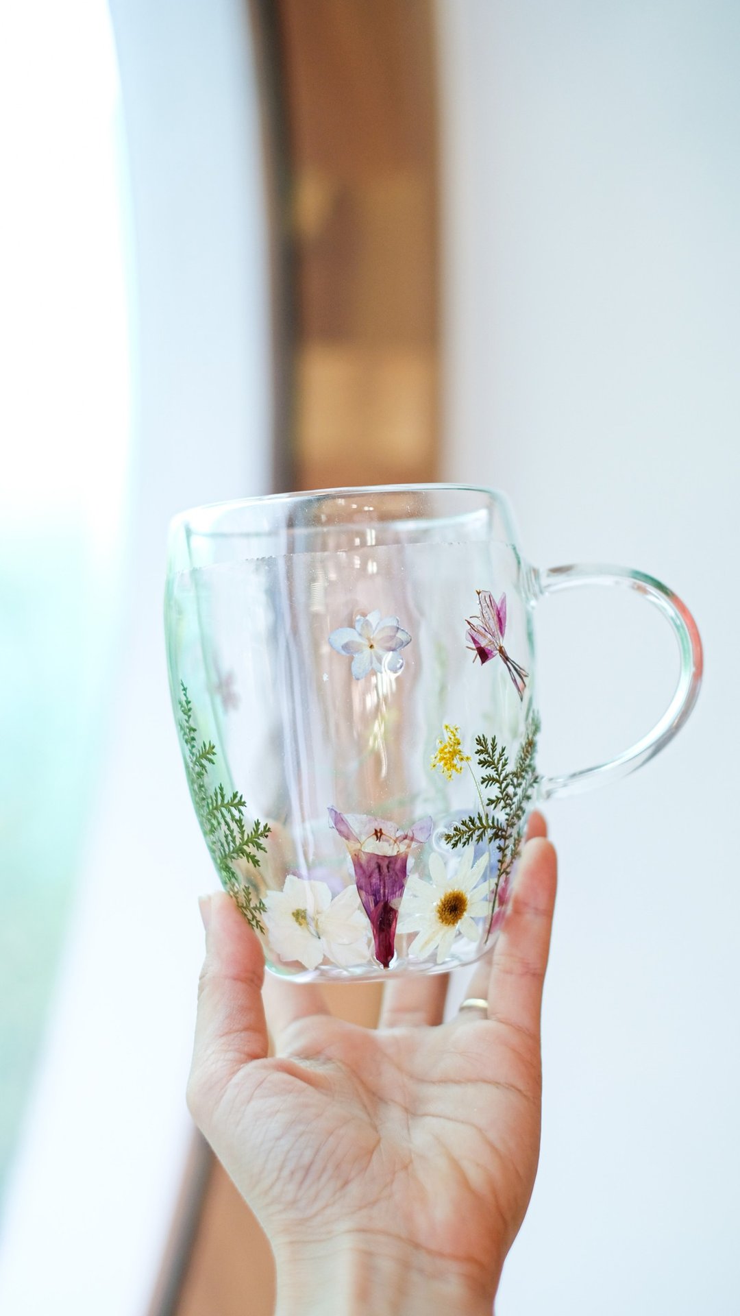Double-walled glass, resin coated, dried flower lover - 玻璃杯 - 玻璃 
