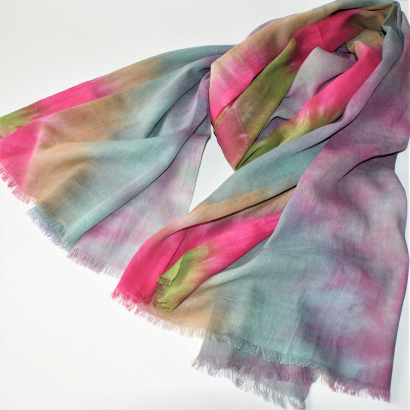 Cotton scarf Colorful scarf Cotton shawl Designer woman scarf gift Tie dye scarf - 丝巾 - 棉．麻 多色