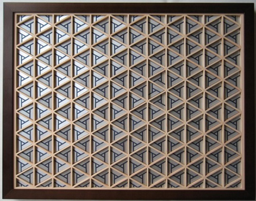 Kumiko Art Panel Bisyamon Silver / Bule - 摆饰 - 木头 蓝色