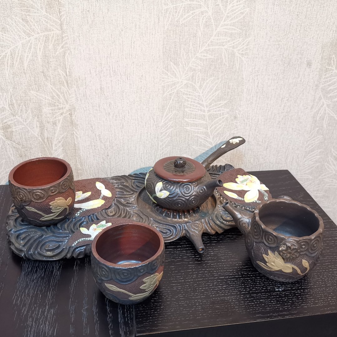 手工制作-花壶系列-荷花茶具套组 - 茶具/茶杯 - 陶 