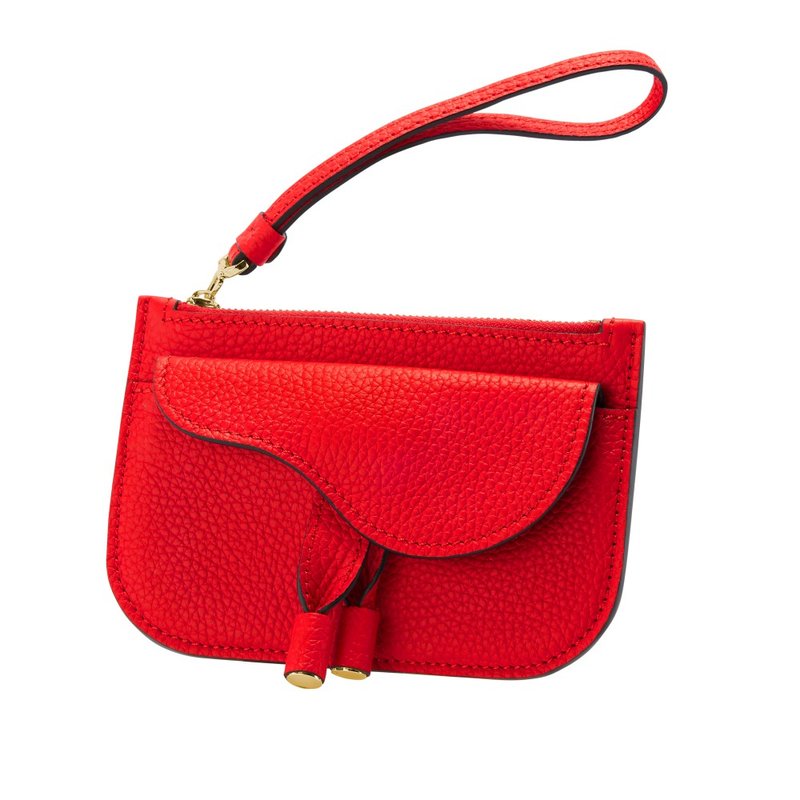 手工订制零钱卡夹手拿包 - 零钱包 - 真皮 红色