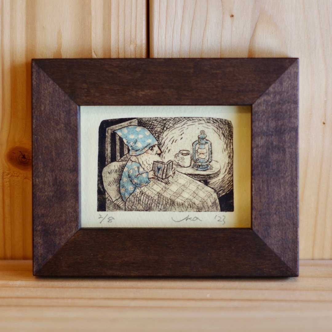 阅读主题版画 ( 带画框 ) - 画框/相框 - 纸 蓝色