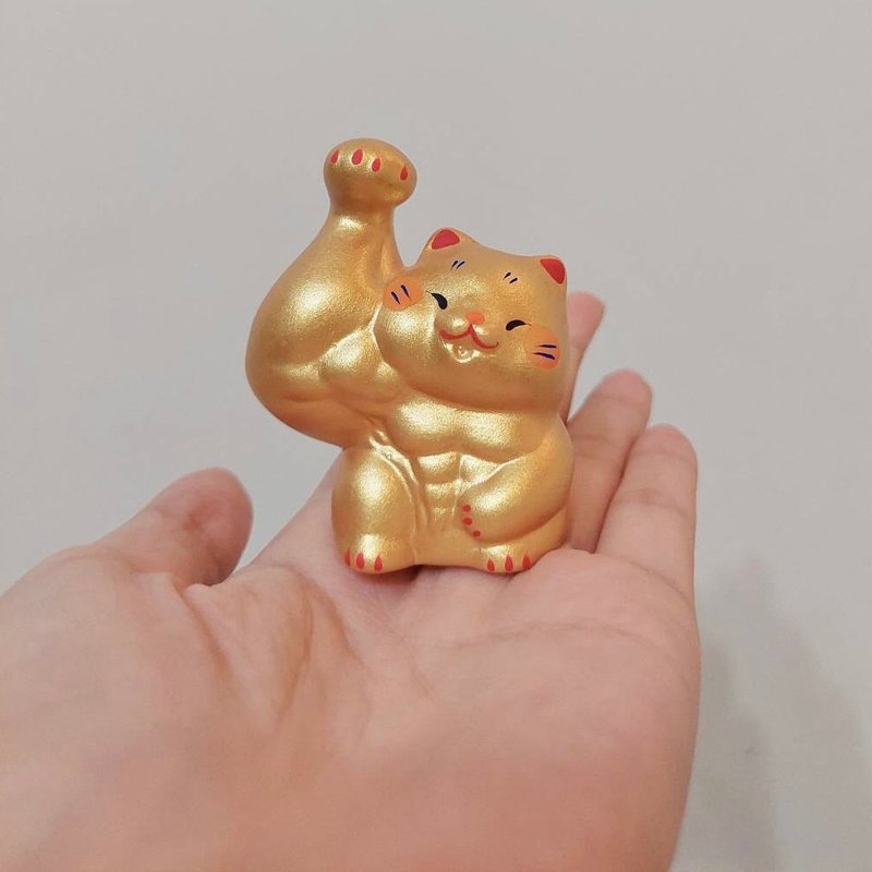 日本【RYUKODO】授权-筋肉开运招财猫宝宝|礼物|圣诞礼盒|入厝 - 摆饰 - 陶 