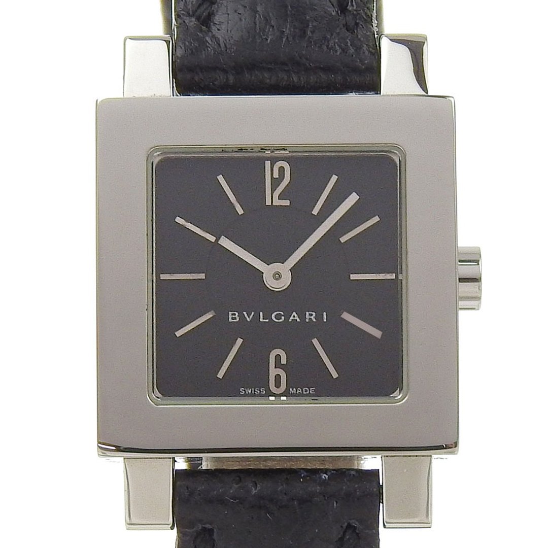 【日本直送】宝格丽 BVLGARI Quadriato 手表 SQ22SL 不锈钢 x 压纹皮革 石英 指针式显示 黑色表盘 女表【二手】 - 女表 - 不锈钢 黑色