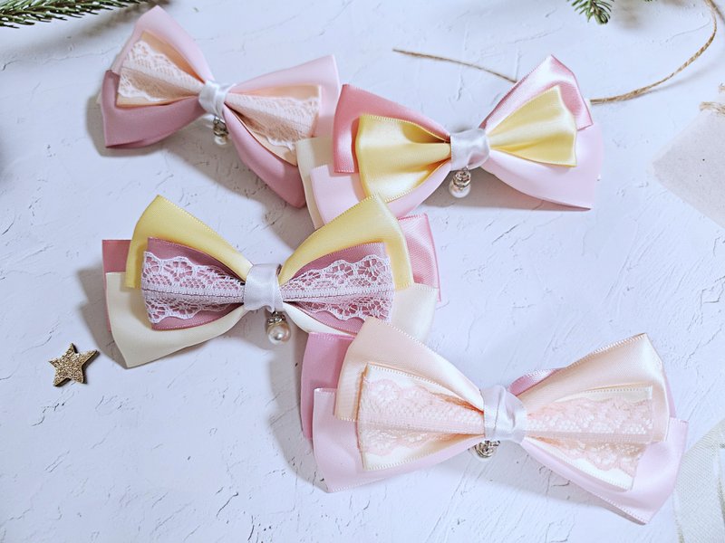 原创发饰 糖心娃娃系列 甜粉色系 甜蜜雅致 缎带蕾丝 手作 大发夹 - 发饰 - 聚酯纤维 粉红色