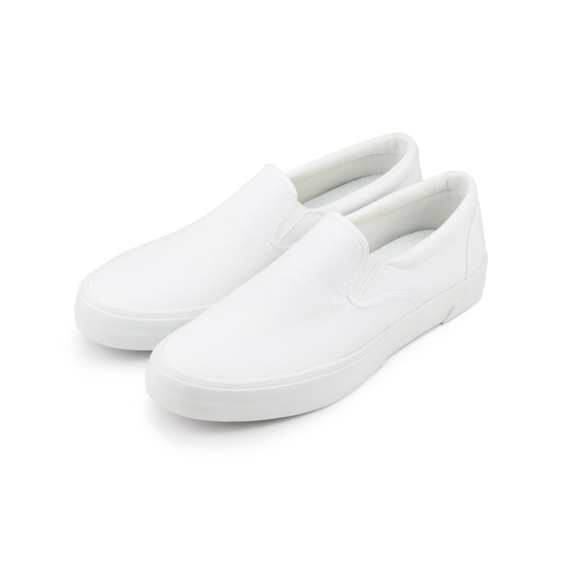 PI-ZERO 帆布小白 slip-on 轻便懒人鞋 - 男款休闲鞋 - 棉．麻 白色