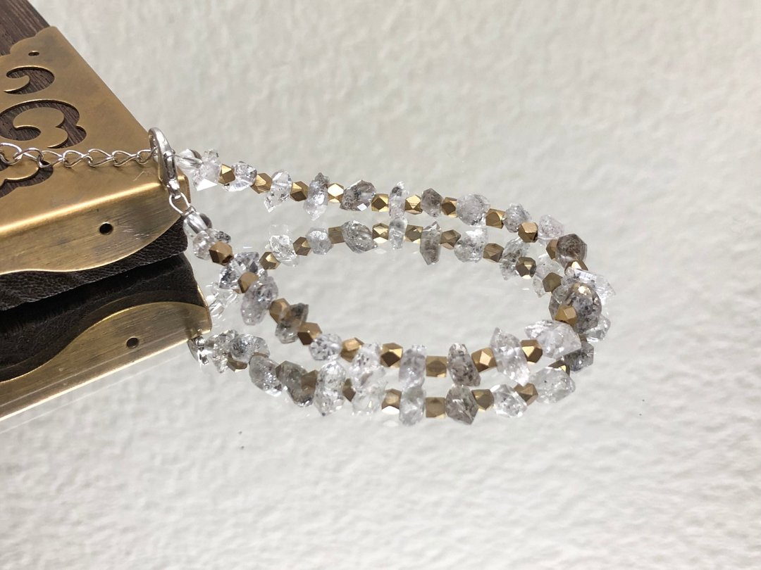 快速出货 天然赫基蒙水晶 闪灵钻手链 铜隔珠 - 手链/手环 - 水晶 白色