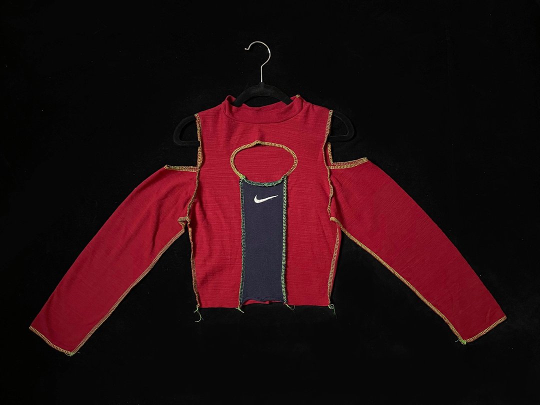 REGETHER 古着改制 NIKE螺纹针织拼接上衣-35 - 女装上衣 - 棉 红色