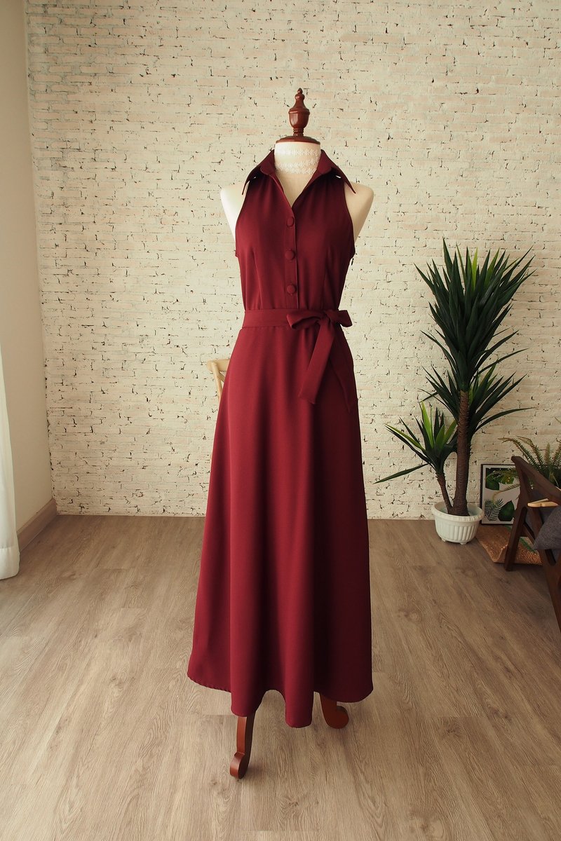 Dark Red Wedding Dress Maroon dress Red Prom Dress Vintage Party Dress  - 洋装/连衣裙 - 聚酯纤维 红色