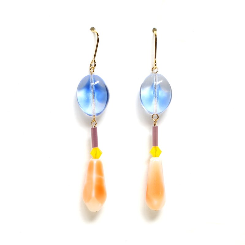 [Tears and juice] beads Earrings - 耳环/耳夹 - 其他材质 橘色