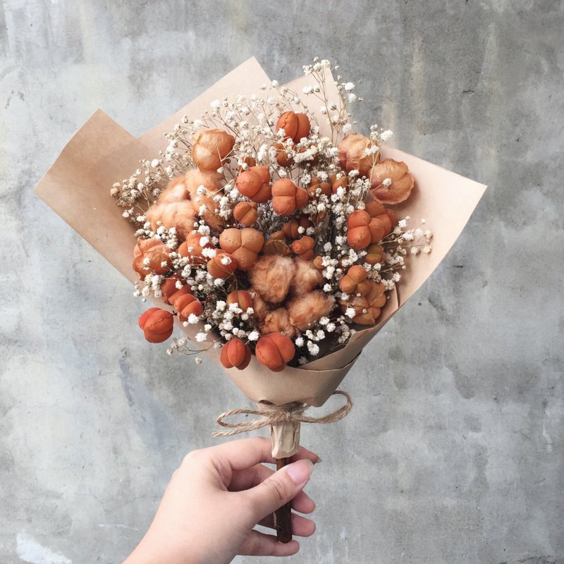 倒地铃 棉花 干燥花束 毕业花束 花语: 勇往直前 - 植栽/盆栽 - 植物．花 橘色