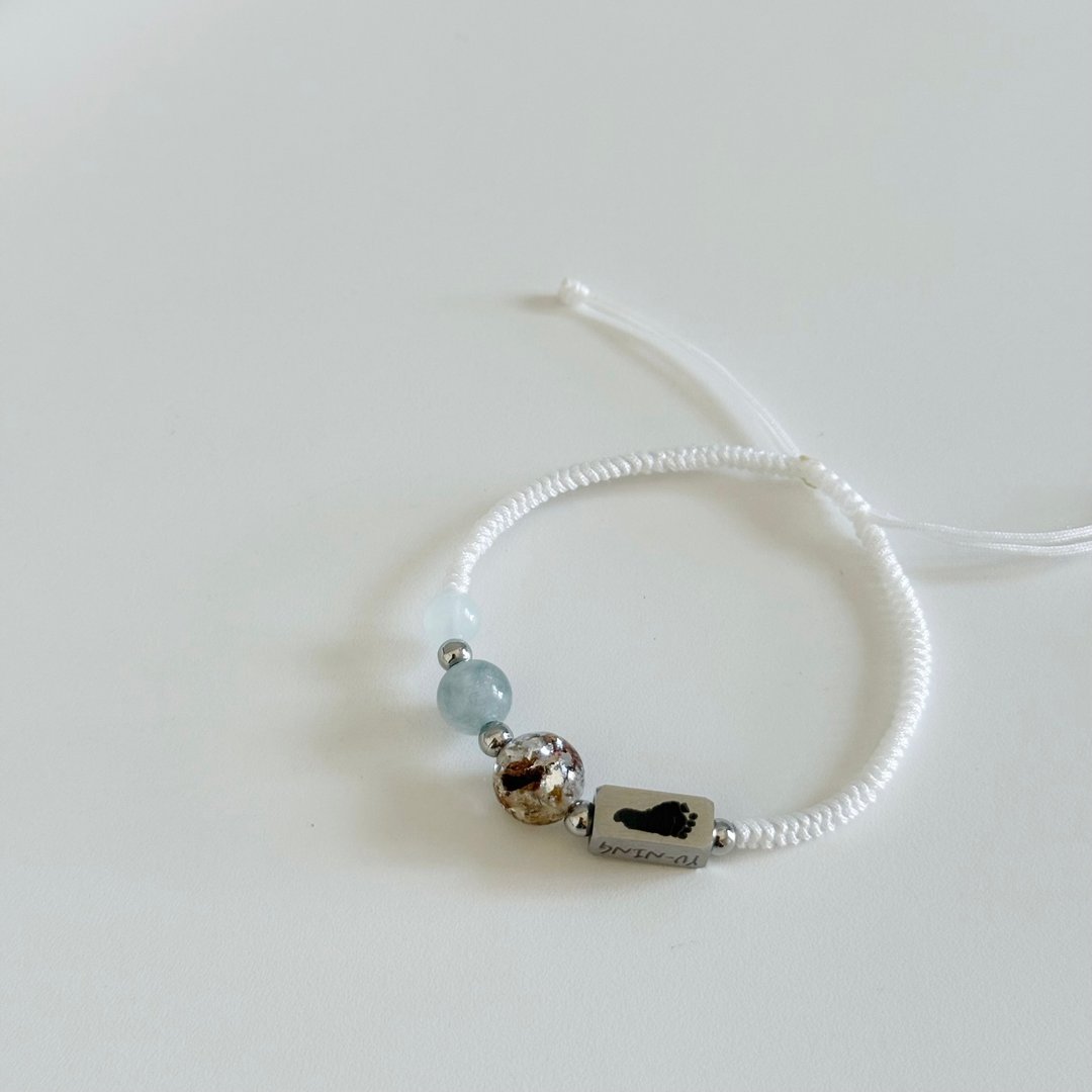 中性 刻字纪念编织胎毛手环 脐带纪念品 - 婴儿饰品 - 银 