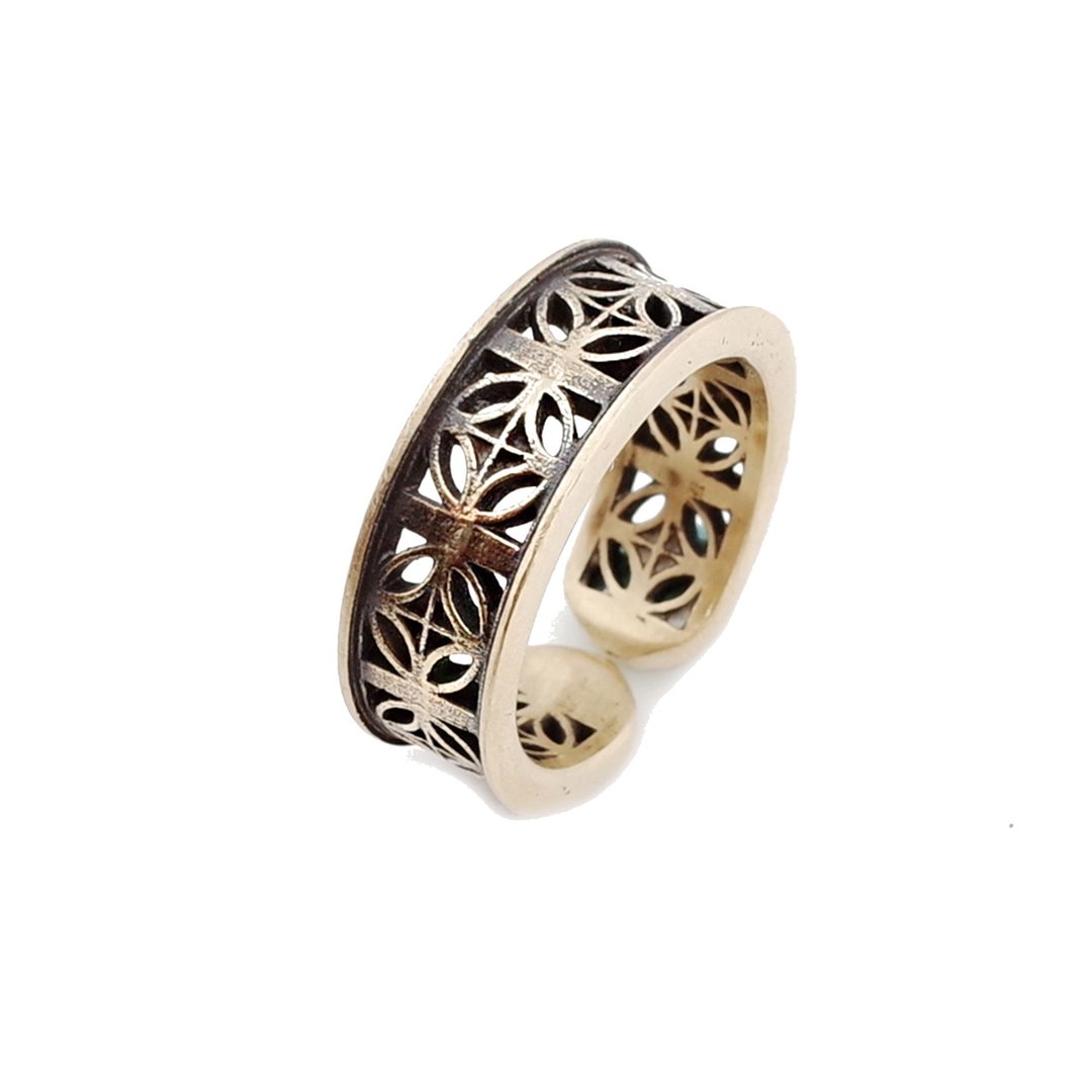 窗花戒指 (黄铜染黑款)Window grille ring - 戒指 - 其他金属 金色