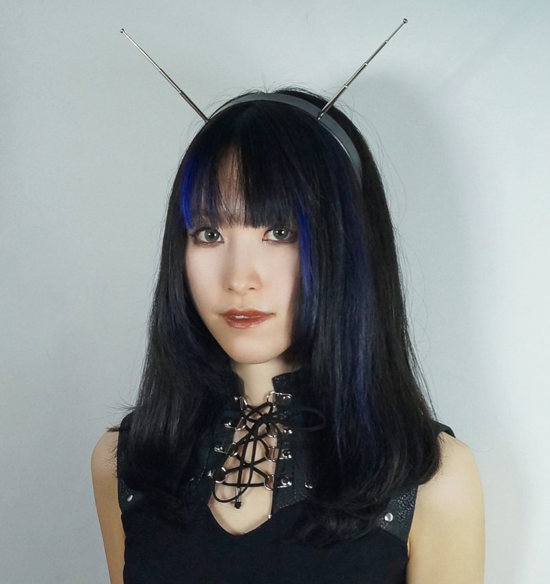 蒸汽朋克 赛博朋克 科幻风 金属伸缩 天线宝宝 发卡发箍头饰 - 发带/发箍 - 其他材质 黑色