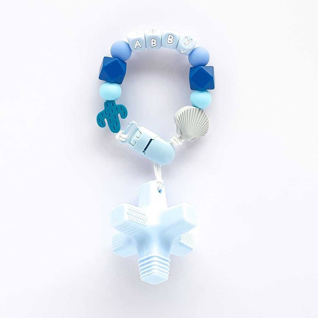 ABBY 仙人掌 贝壳 浅蓝色消波块固齿器 / 定制化奶嘴链 - 玩具/玩偶 - 其他材质 多色