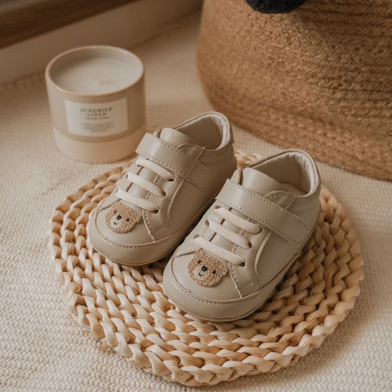 Swan天鹅童鞋-奶茶熊小童宝宝学步鞋1639-卡其 - 婴儿鞋 - 人造皮革 卡其色