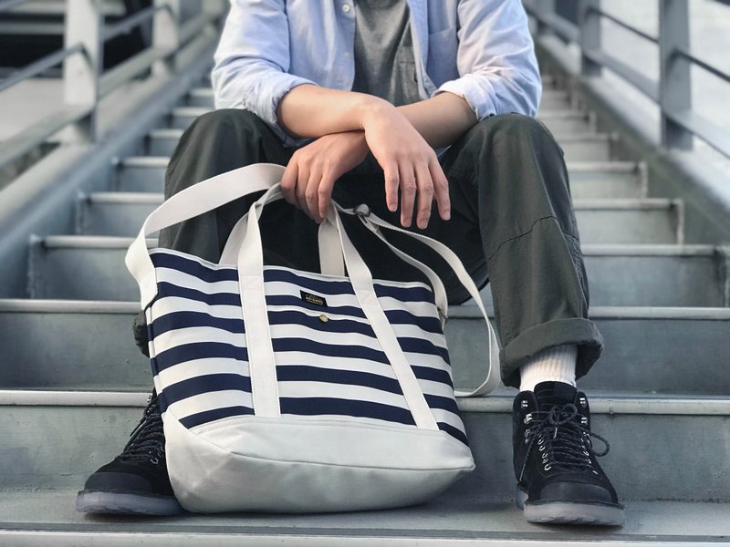 Matchwood Sling 扥特包  三用托特包 海军条纹款 - 侧背包/斜挎包 - 棉．麻 蓝色