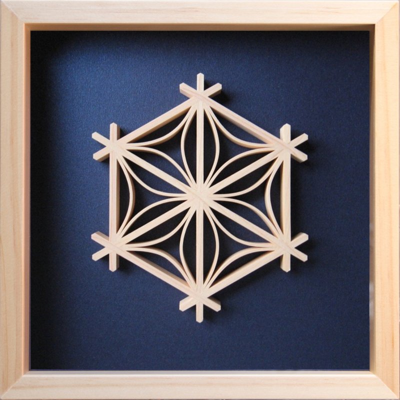 Kumiko Cube frame Design : Shippou 22 X 22 cm - 墙贴/壁贴 - 木头 蓝色