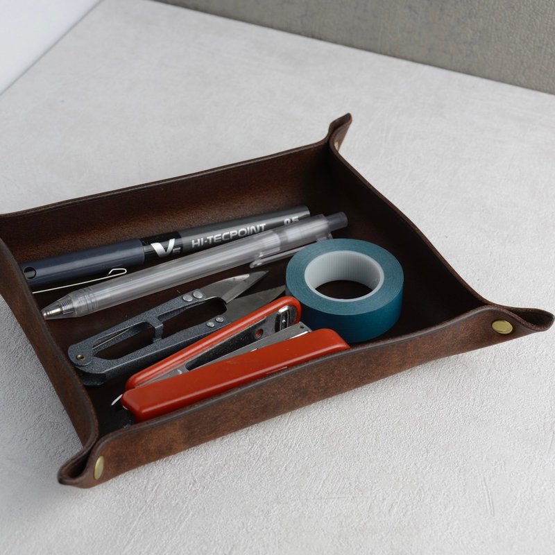 牛皮置物盘 皮革盘子 皮革置物盒 意大利植鞣革 可加购刻字 定制 - 收纳用品 - 真皮 多色