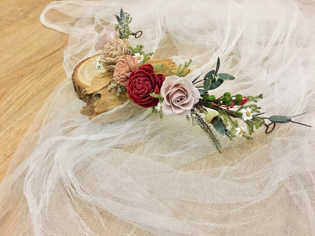 干燥花饰品【绿境】花圈 新秘饰品 干燥花发饰 新娘发饰 - 发饰 - 植物．花 