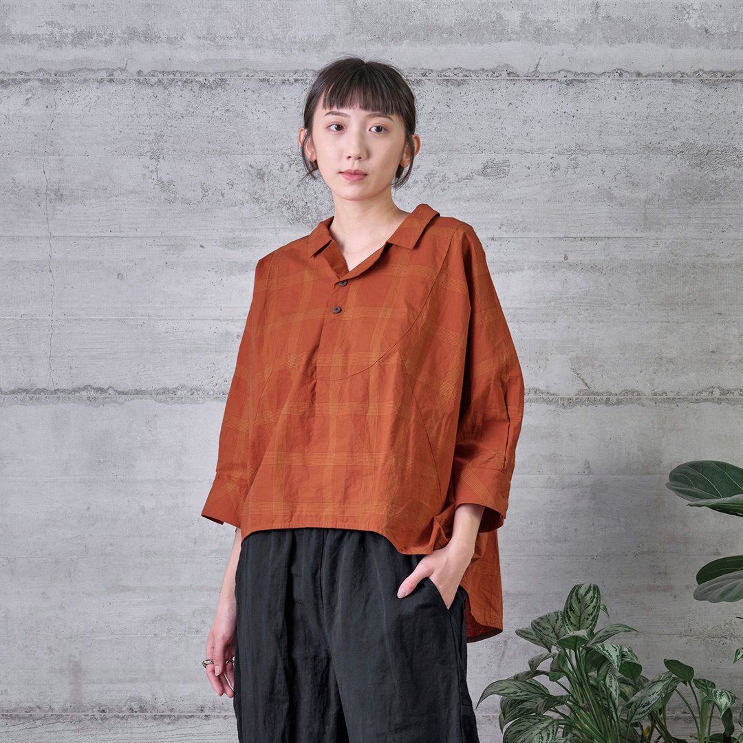 正能量半门襟伞状上衣 | 热销补货 - 女装上衣 - 棉 橘色