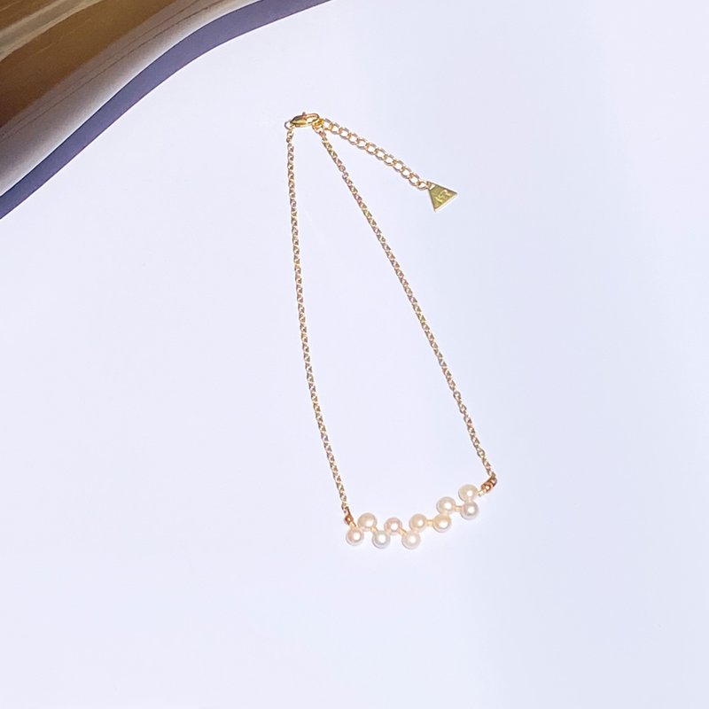 扭纹珍珠项链 - 锁骨链 - 珍珠 金色