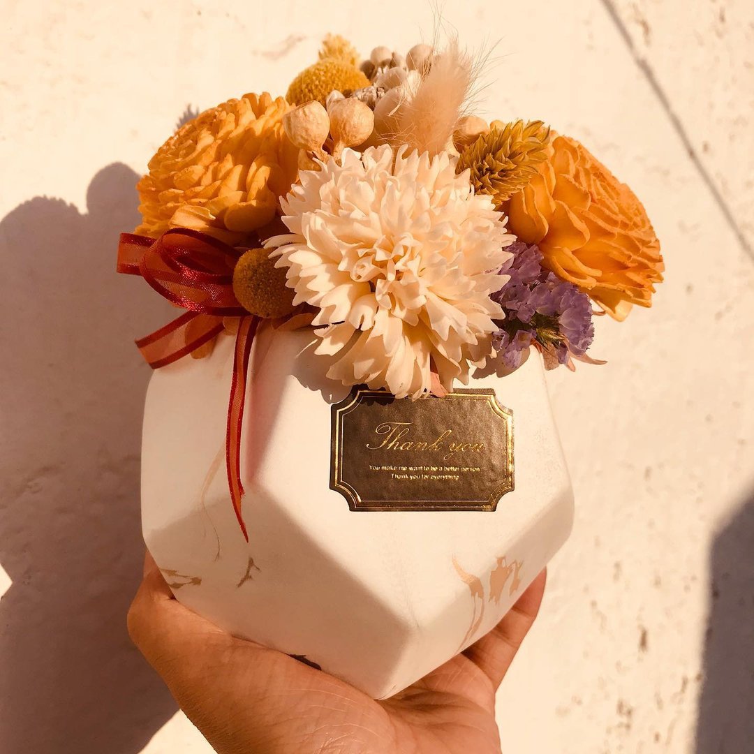 【限量优惠】FAITH FLORAL 【永生干燥盆花】灿烂阳光洒落款花礼 - 干燥花/捧花 - 其他材质 白色