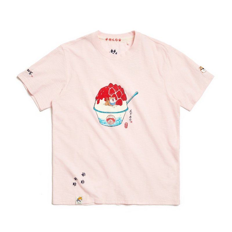 江户胜 日系 男装 胜太郎系列 锉冰胜太郎短袖T恤(浅粉红) #上衣 - 男装上衣/T 恤 - 棉．麻 粉红色