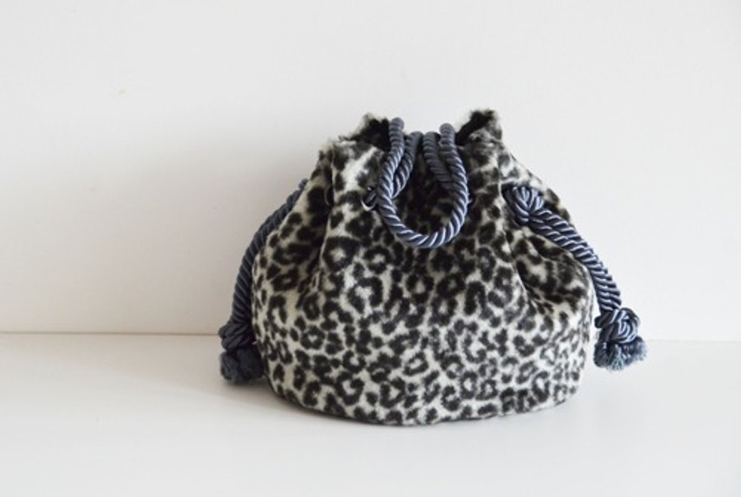 最后一件 Eco Fur Marine Bag 豹纹灰黑 - 手提包/手提袋 - 棉 灰色