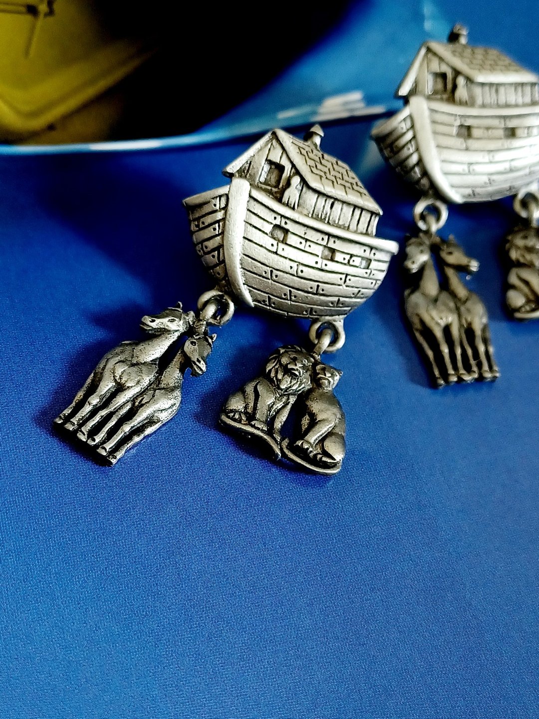 vintage jewelry  JJ  古董 银色诺亚方舟 针式耳环 - 耳环/耳夹 - 其他金属 