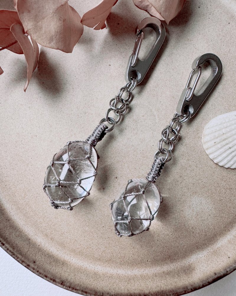 白水晶不锈钢挂饰 - 吊饰 - 水晶 银色