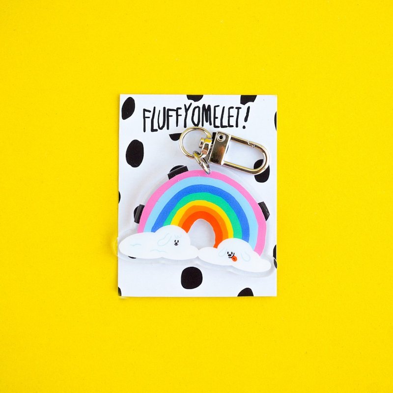 蓬松蛋卷钥匙圈/别针/手机夹 - PUPPY RAINBOW - 吊饰 - 压克力 多色