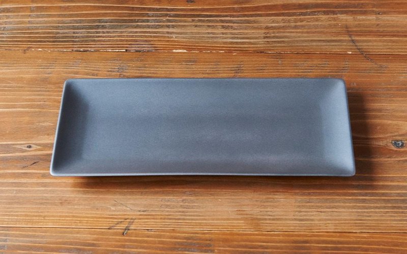 Stoneware Long plate 32 × 13.5cm - 浅碟/小碟子 - 陶 灰色