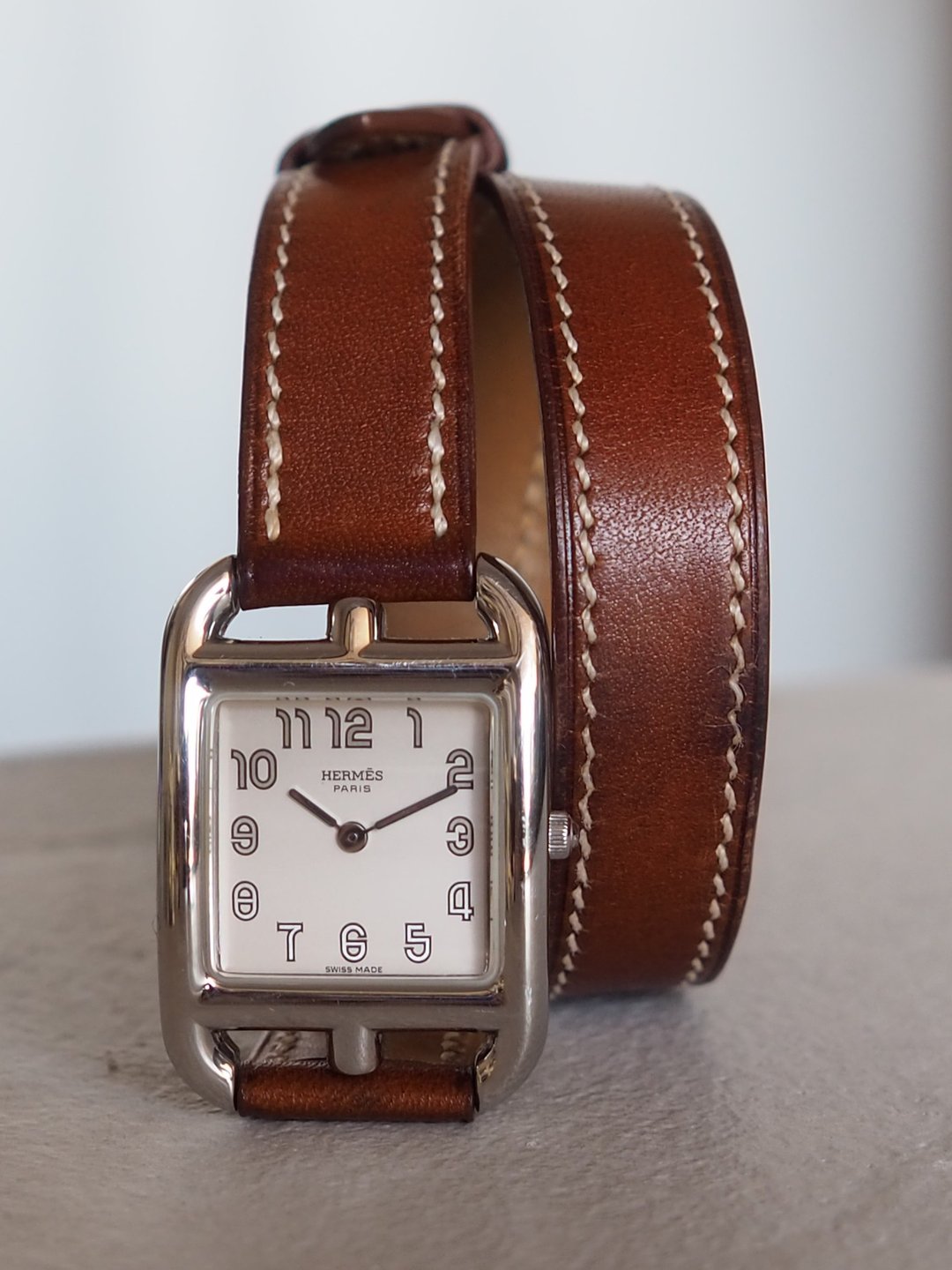 HERMES 爱马仕 Cape Cod Double Tour 双圈表 腕表 银色 棕色 古董精品 - 女表 - 不锈钢 银色