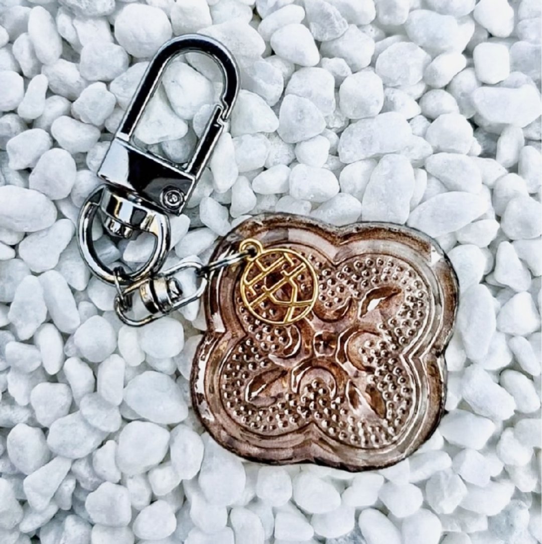 海棠花钥匙圈 海棠花 钥匙圈 复古玻璃 压花玻璃 吊饰 礼品 - 钥匙链/钥匙包 - 玻璃 