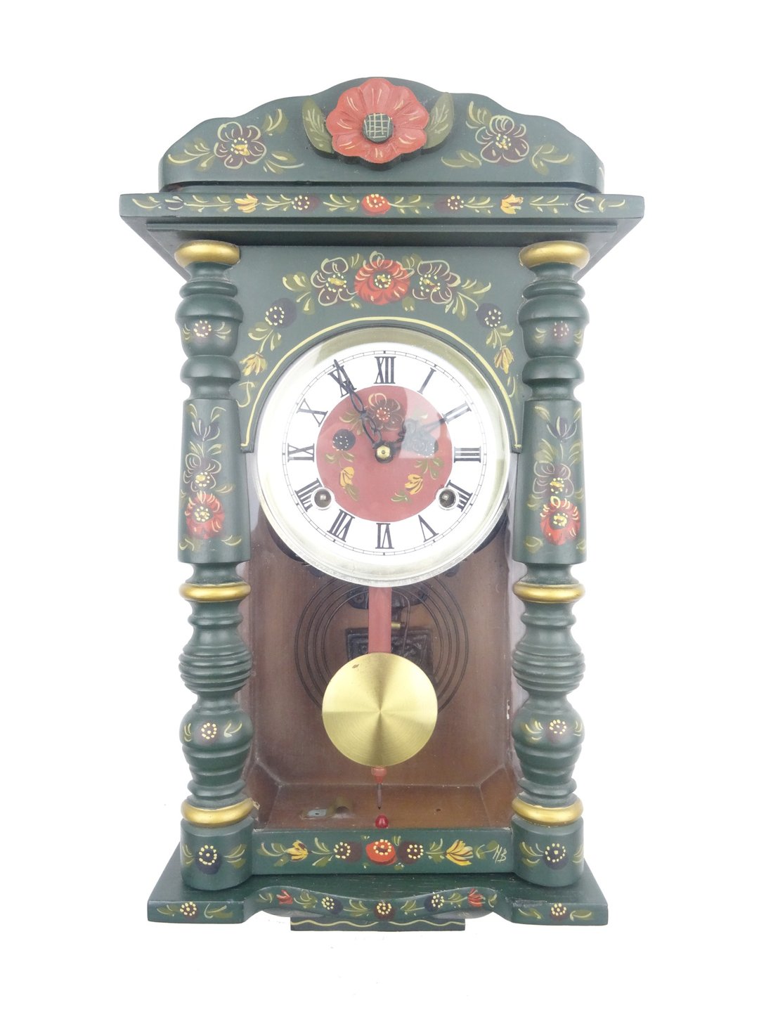 弗里斯兰荷兰古董复古 Hindeloopen 挂钟 Warmink Wuba Junghans 时代） - 时钟/闹钟 - 木头 绿色