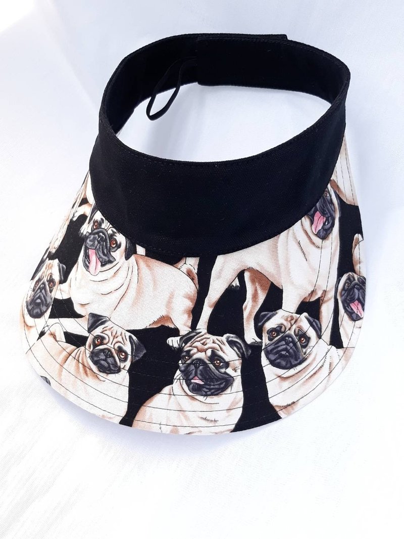 黑色巴哥犬运动遮阳帽 - 帽子 - 棉．麻 黑色