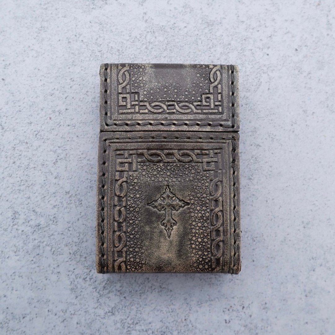 Leather cigarette case - exotic series - magnet type - 其他 - 真皮 灰色
