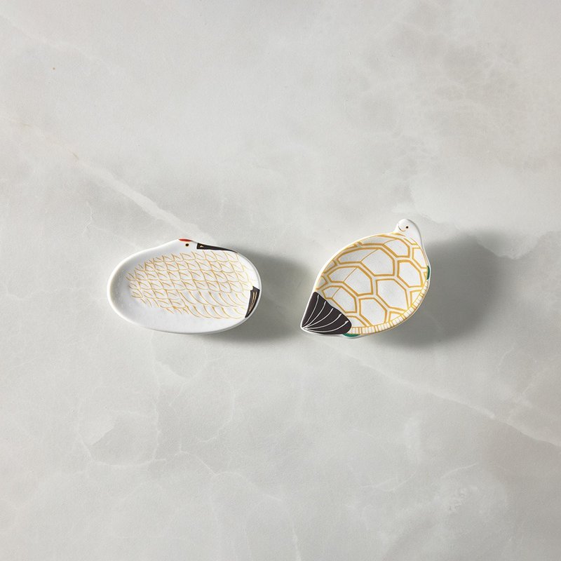 石丸波佐见烧 - 瓷器手作筷架 - 龟鹤2件组 - 筷子/筷架 - 瓷 多色