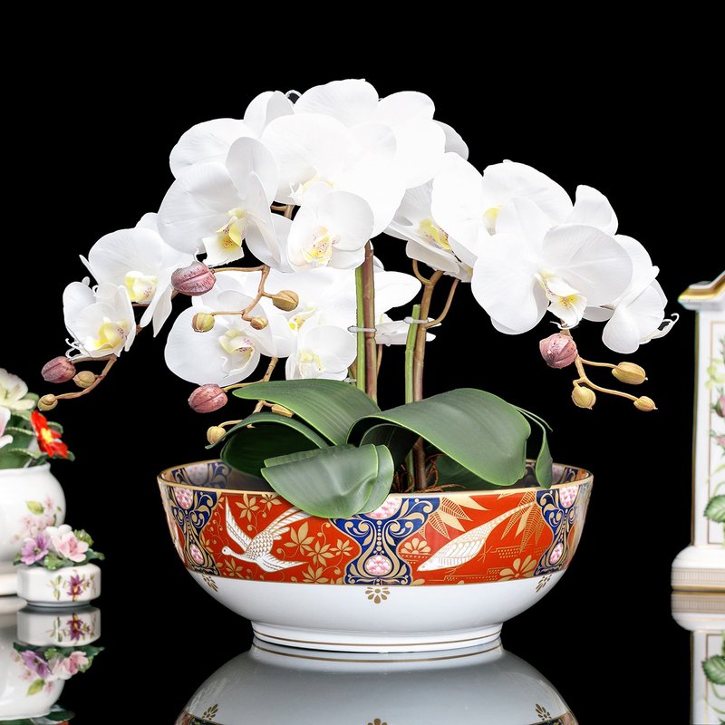 英国Royal Worcester女王2002百鸟朝凤富贵鹊鸟骨瓷花盆展示碗钵 - 花瓶/陶器 - 瓷 