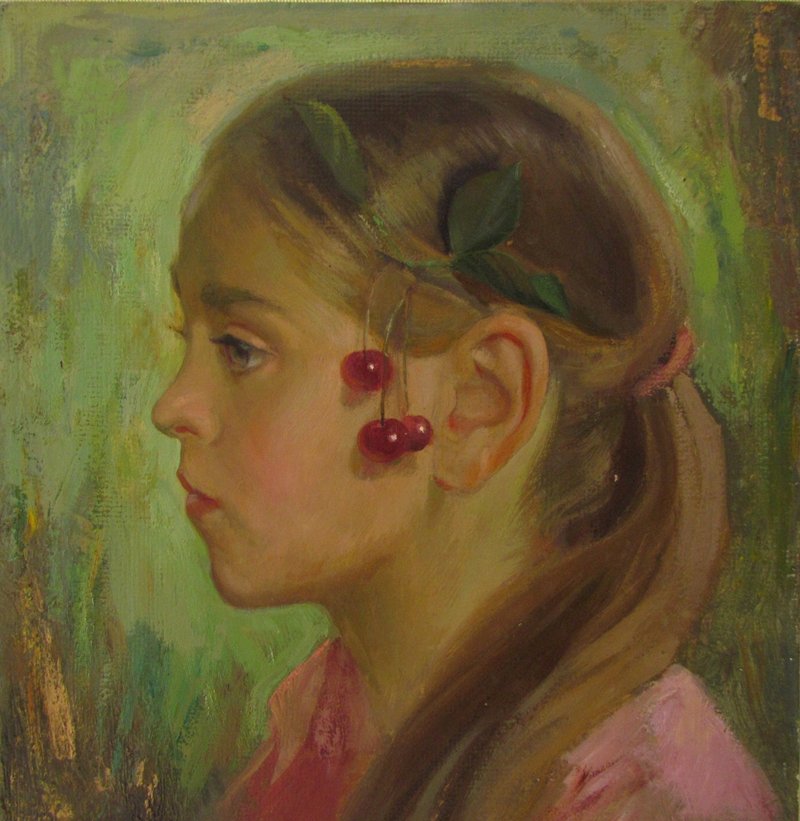 Cherry portrait of a girl,realistic portrait - 墙贴/壁贴 - 其他材质 