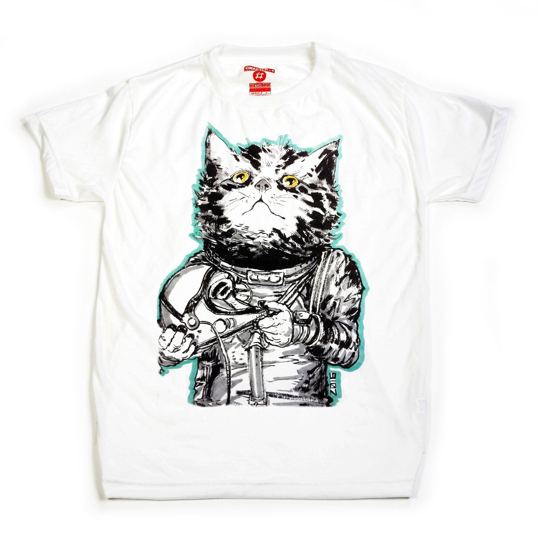 Astronaut cat unisex men woman cotton mix Chapter One T-shirt - 男装上衣/T 恤 - 棉 白色