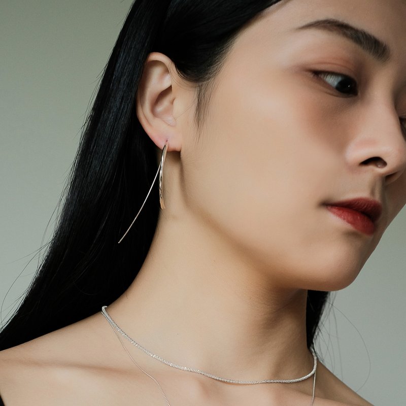 Space Ice - Magenta Mist - 暴风简约耳环-纯银 - 耳环/耳夹 - 纯银 银色