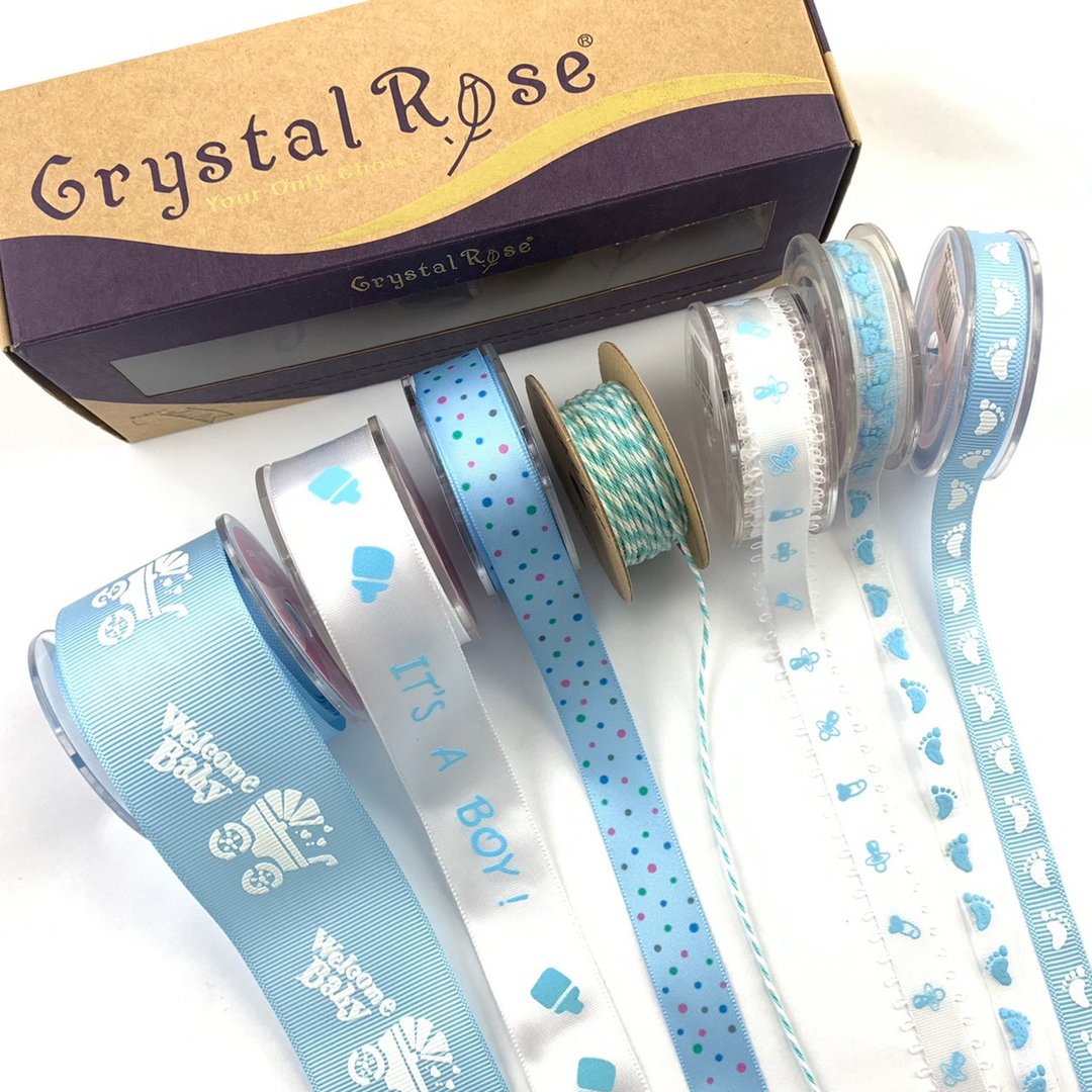 Baby 婴儿系列缎带礼盒/7入/2款_送烫金收纳纸盒 - 包装材料 - 聚酯纤维 多色