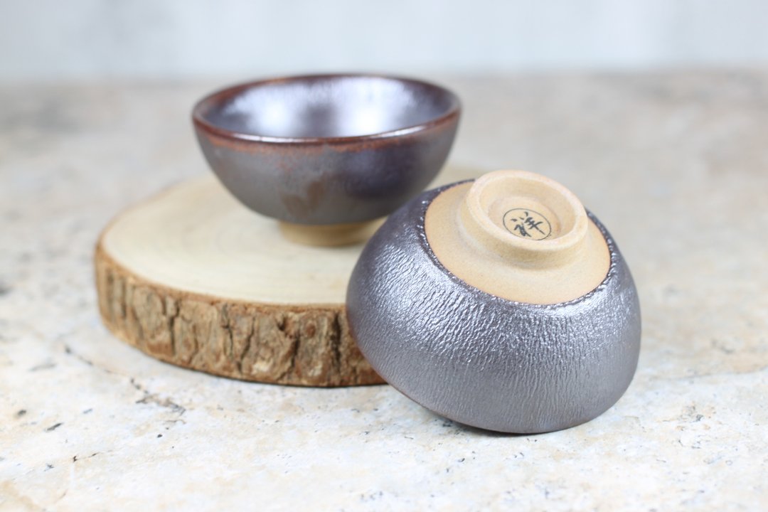 【父亲节礼物】铁石 天目釉 圆满对杯 名家叶敏祥作品 - 茶具/茶杯 - 陶 